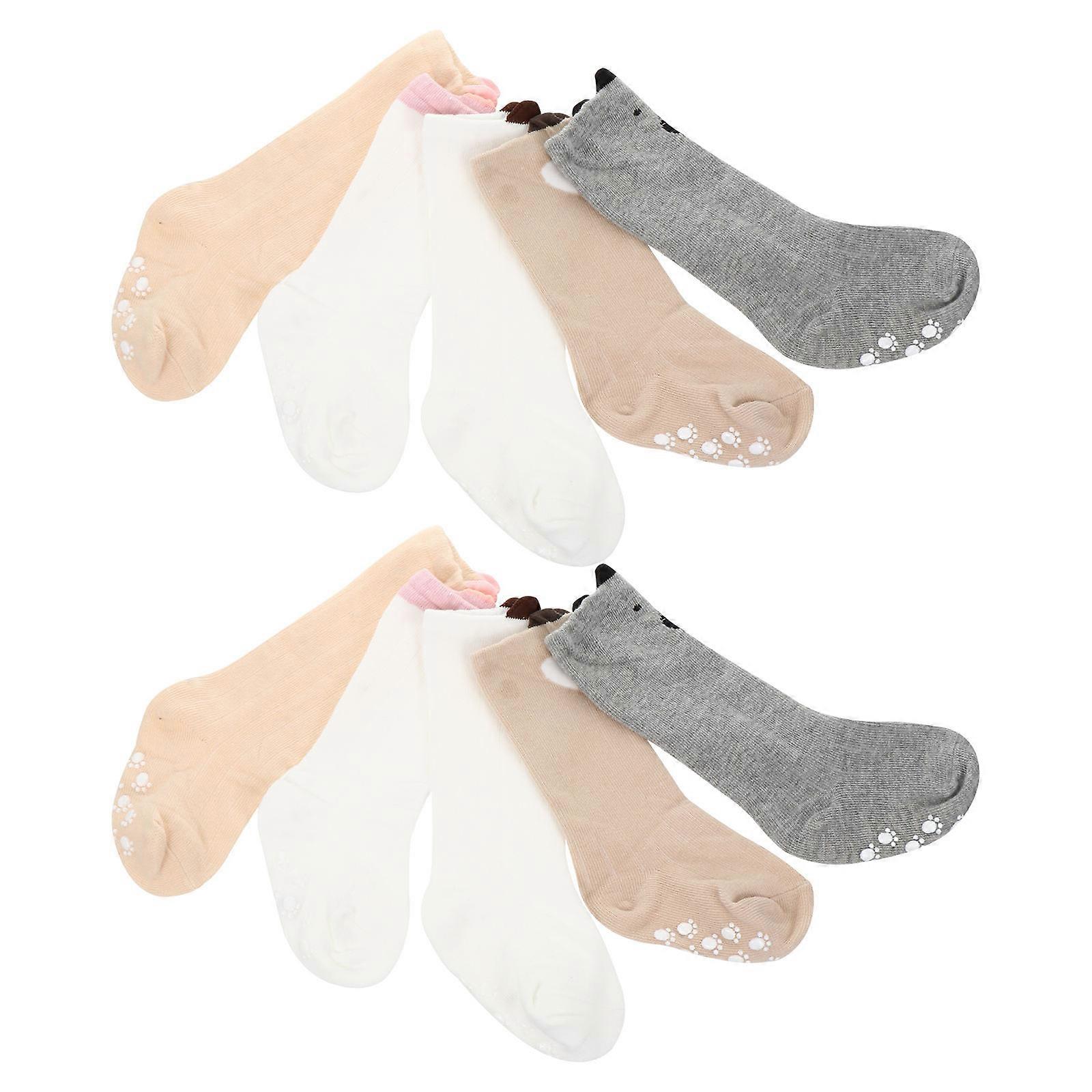 Baby High Socks 10 Pairs Infants Socks Winter Autumn Assorted Color Non-slip Cotton Elastic