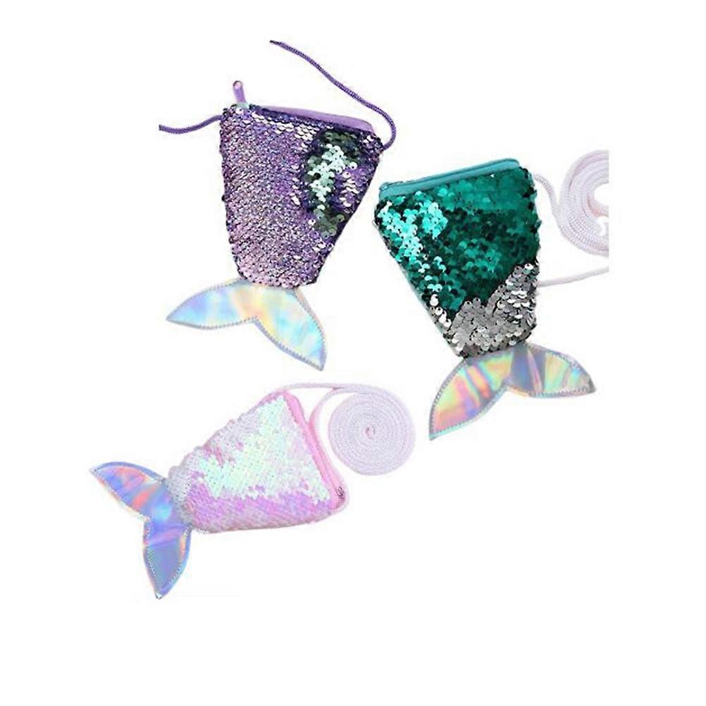 Two-Color Sequined Coin Purse Mermaid Tail for Storage 3Pcs Set