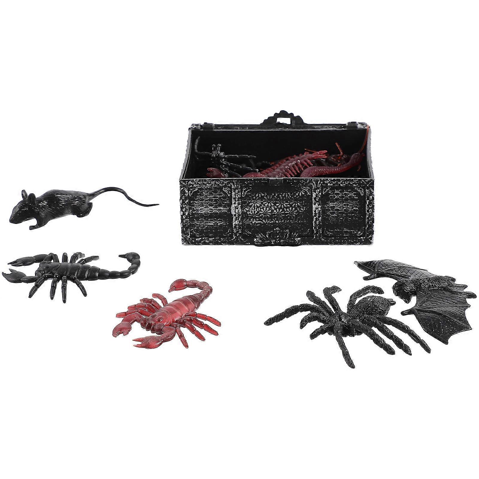 Scary Animal Prank Set with Realistic Spider, Rat, Snake & Scorpion Figurines for Halloween & April Fools Decorations at Home & School