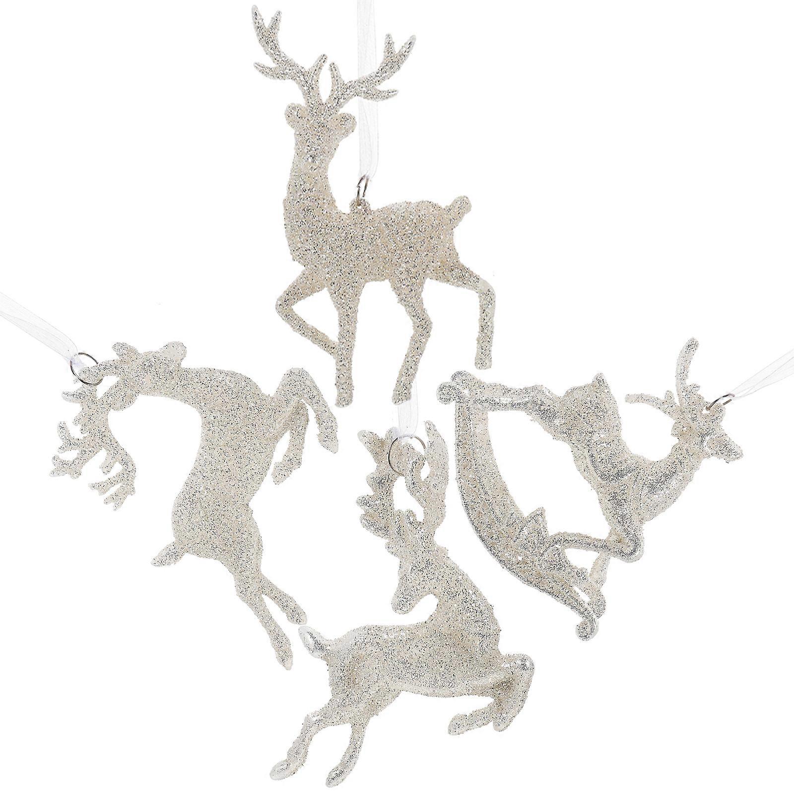 Hanging Elk Pendants 4Pcs Decorative Elk Craft For Christmas Home Decoration Garden Use 15x8cm