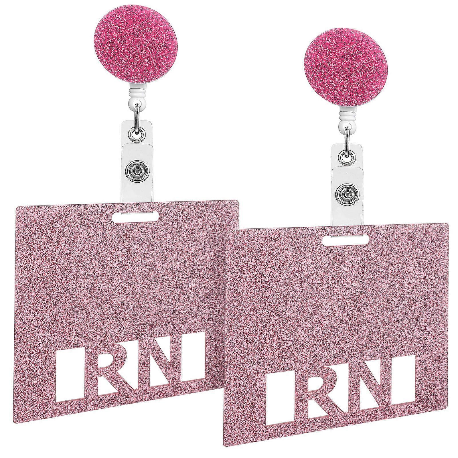 Glitter Horizontal ID Badge Cards with Retractable Reel Buckle – Lightweight Nurse Badge Holder for Easy Identification in Various Settings
