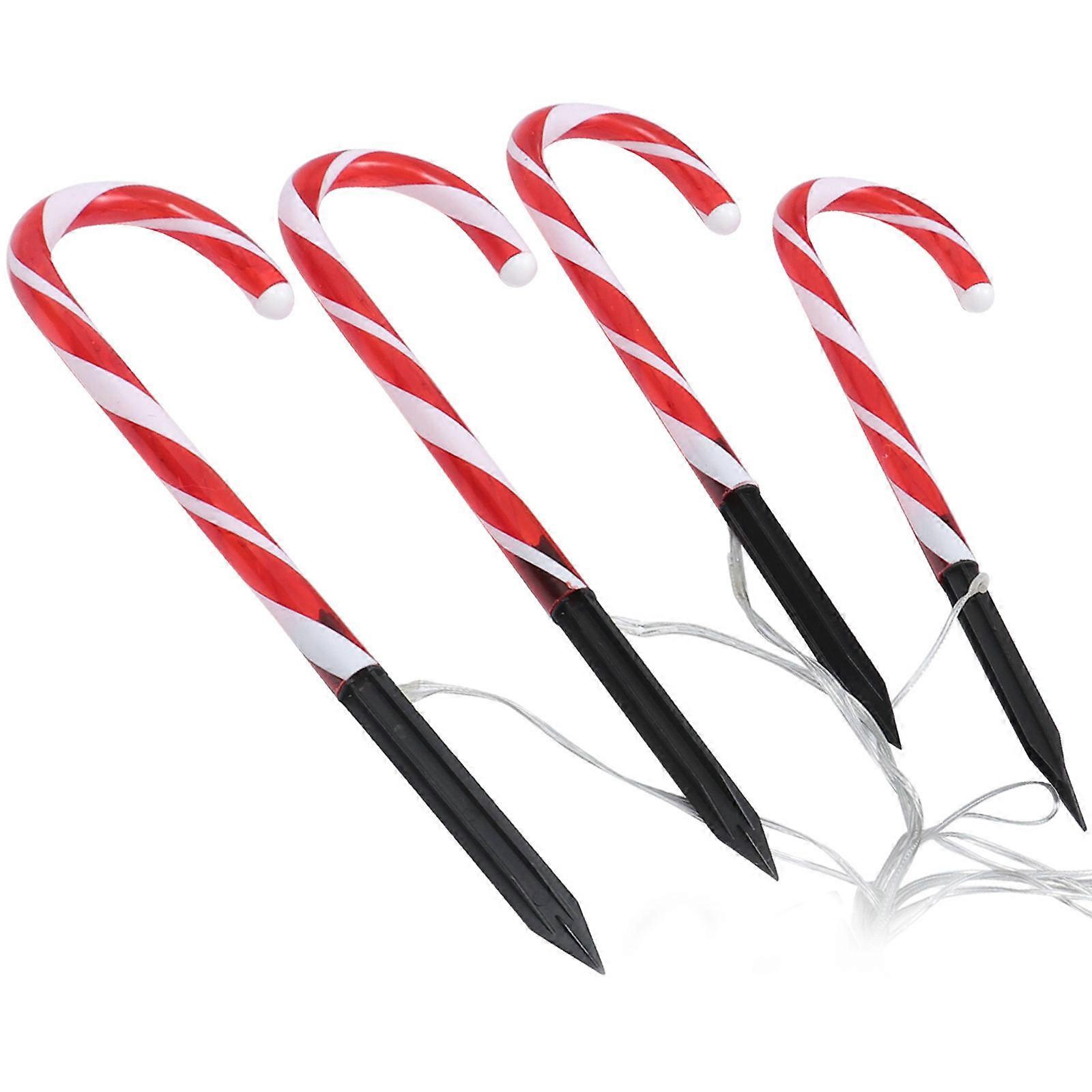 Waterproof Walking Stick Lamp For Outdoor Christmas Celebration Garden Crutch Shape Gentle Lighting Effect 1 Set