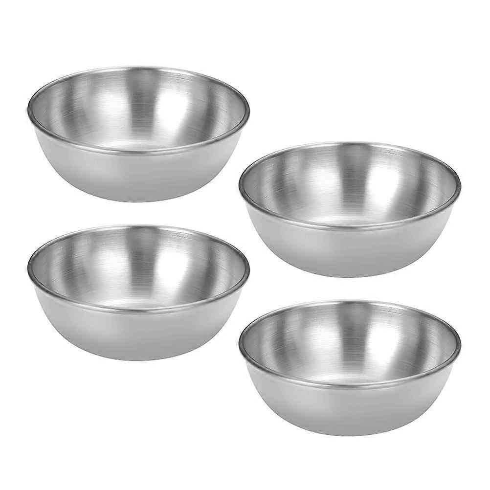 Stainless Steel Sauce Dish for Household Use Silver Color Suitable for Salt Soy 4 Pieces