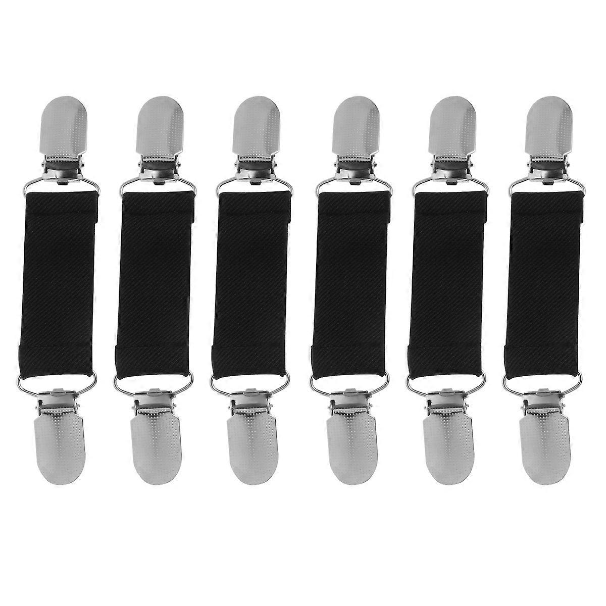 Bed Sheet Slip Clips with Fixed Buckle Elastic Grippers for Sofa Cushions – Non Slip Fasteners to Secure Bedding and Upholstery, Black Alloy