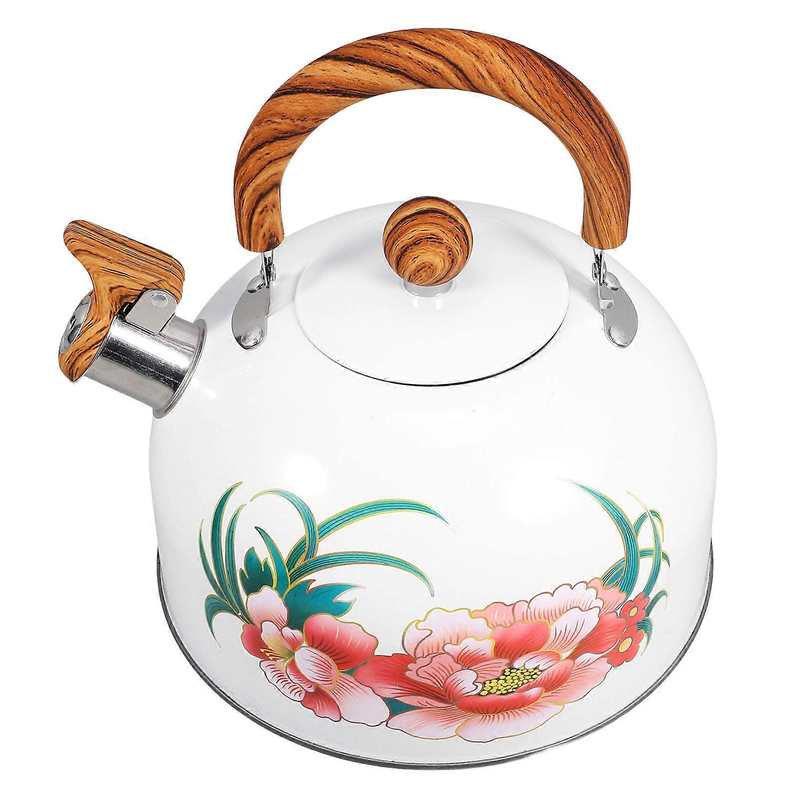 Kettle Floral Pattern Stainless Steel Water Kettle For Home Use 3L Volume Anti-Scald Handle 1Pcs