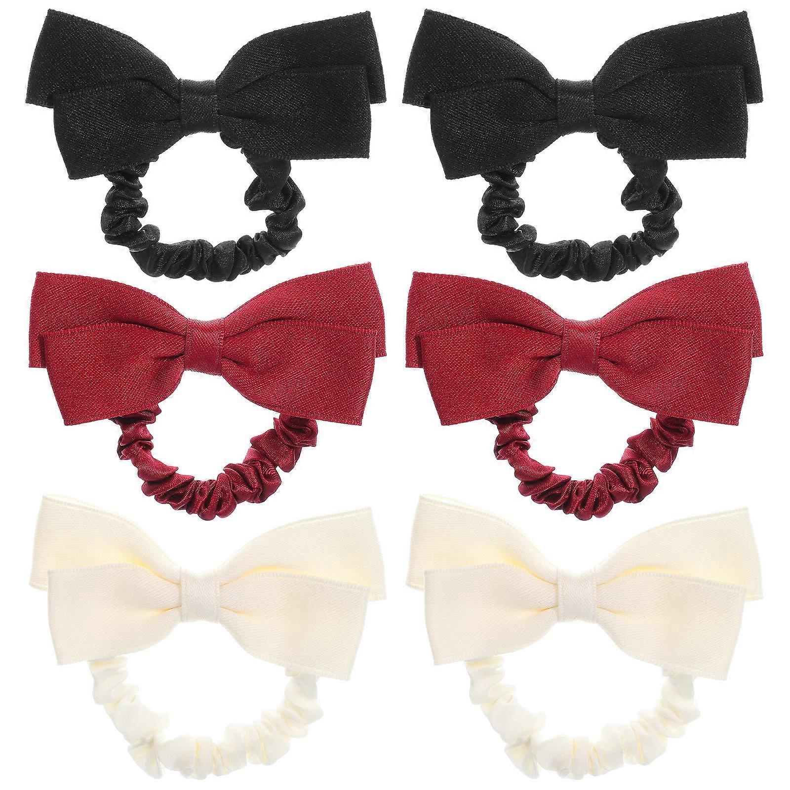 Stylish Bow Hair Ties for Women with Elastic Fabric in Multi Colors for Hair Styling 6pcs