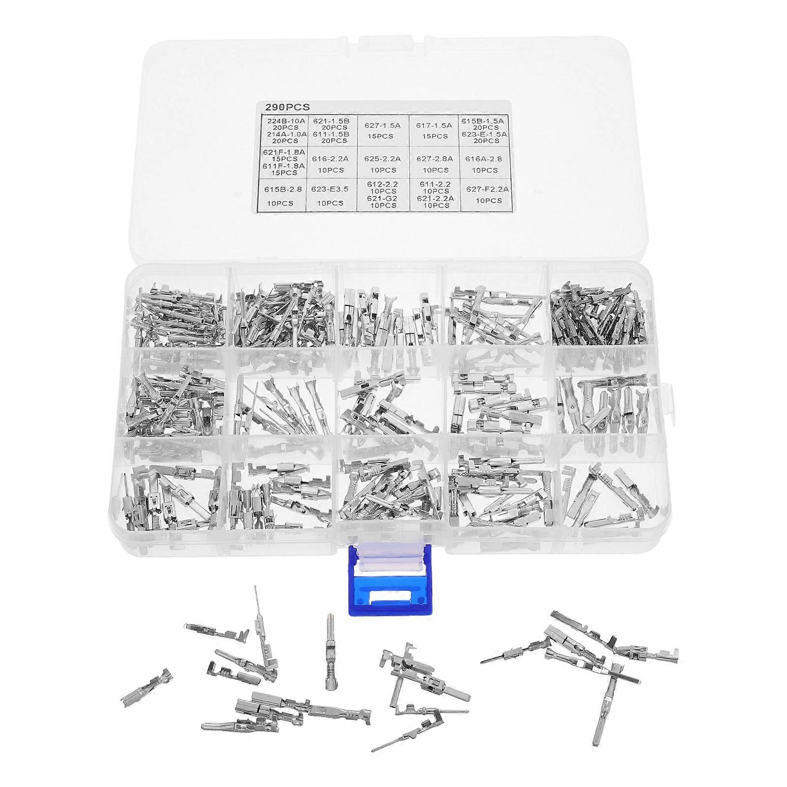 Automotive Connector Pin Crimp Terminals Wiring Kit – 290pcs Male Female Terminals with Removal Tool for Cars Motorcycles Electrical Systems Quick