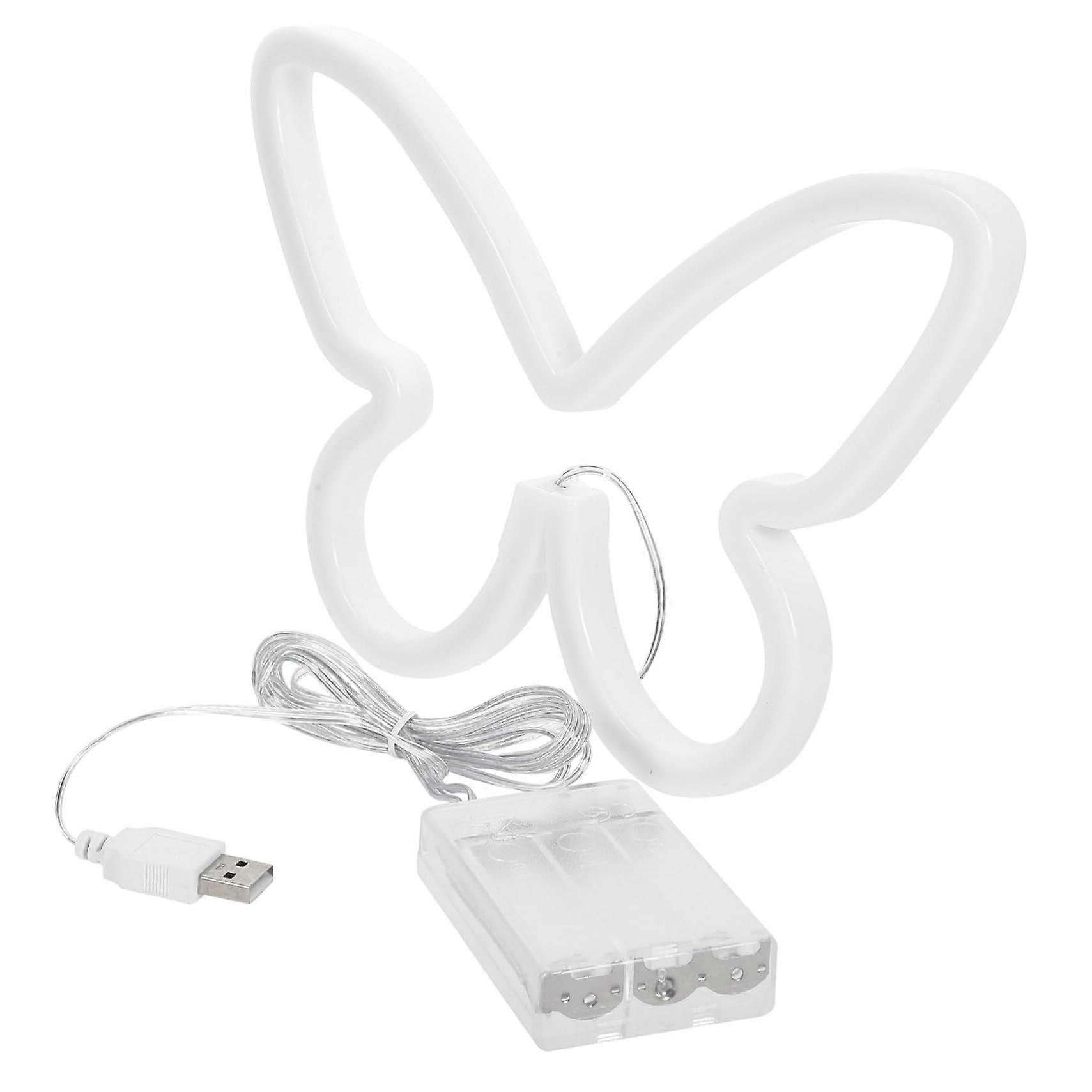 Neon Light Butterfly Shaped USB Powered And Battery-Operated Neon Lamp For Bedroom Wall Decor And Party Warm White