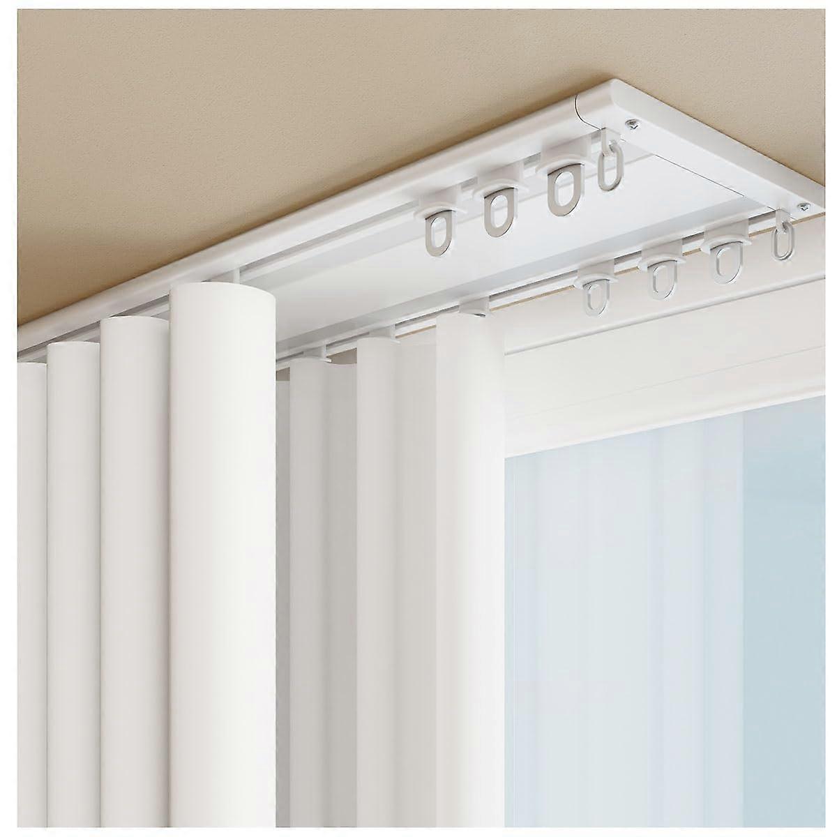 Double Track Ceiling Curtain Track UltraThin Rail Ceiling Mount (17.8 ft, White)