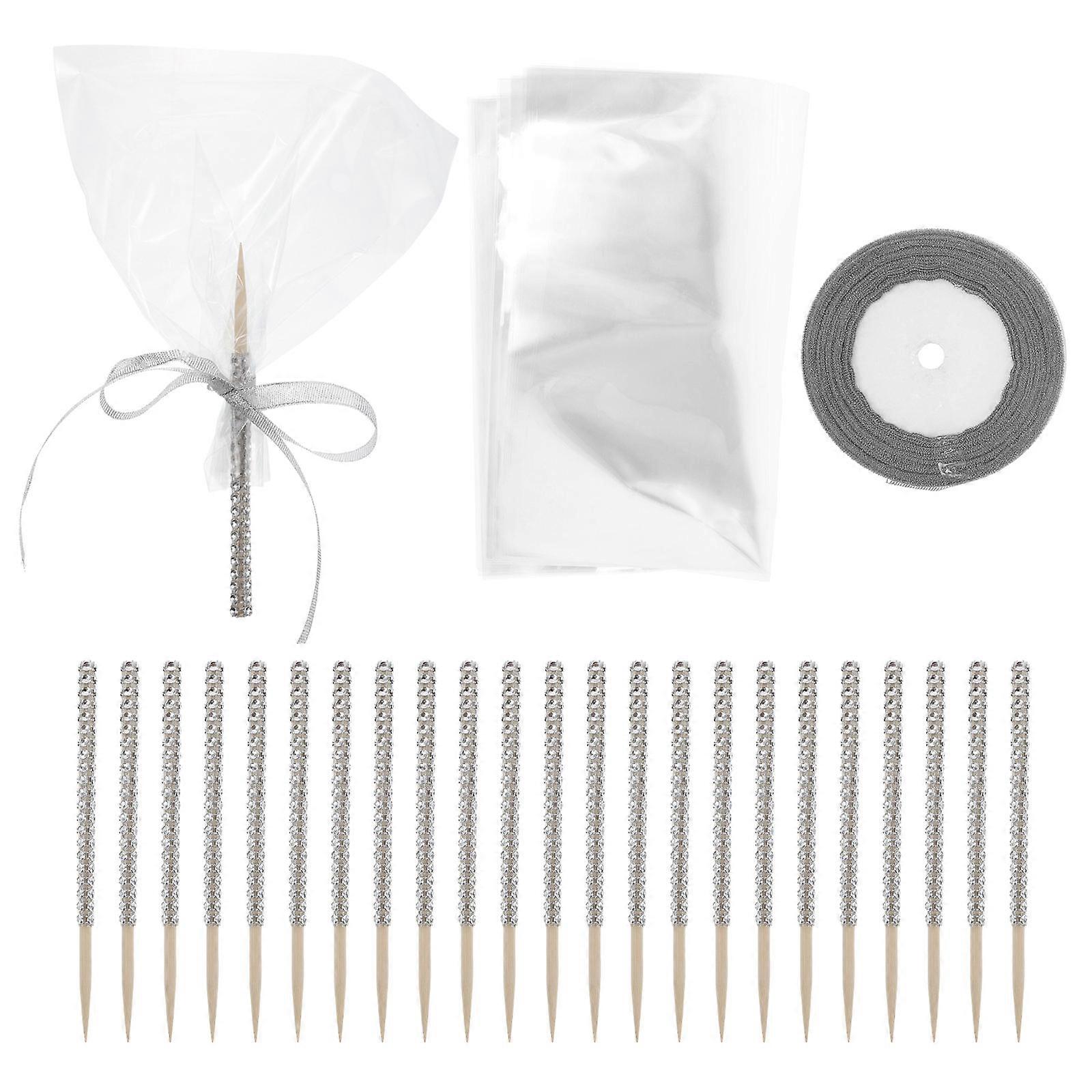 24pcs Silver Cake Pop Sticks with Bamboo for Party Treats and Festive Decorations