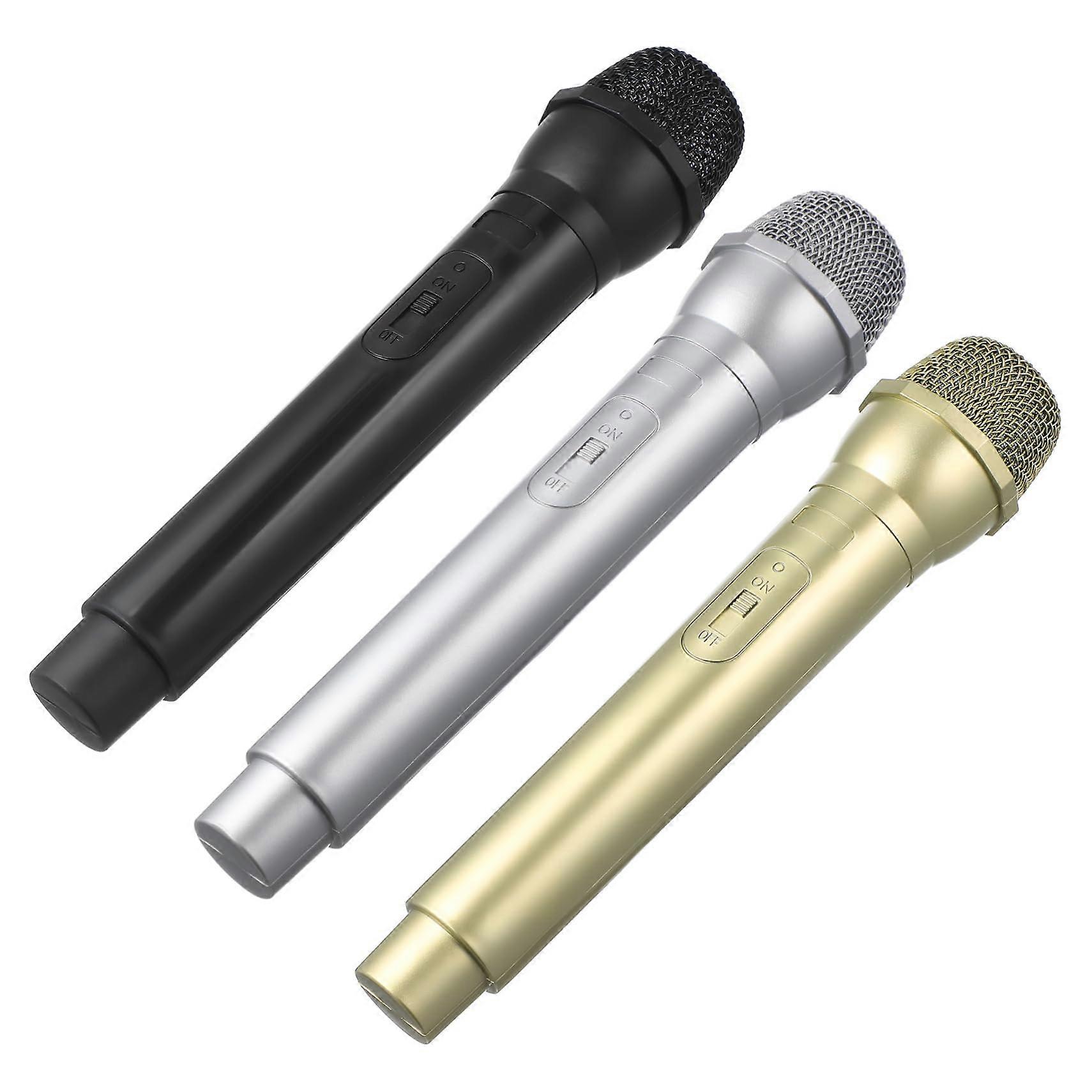 Sturdy Plastic Microphone Set Retro Style Party Props for Kids Pack of 3