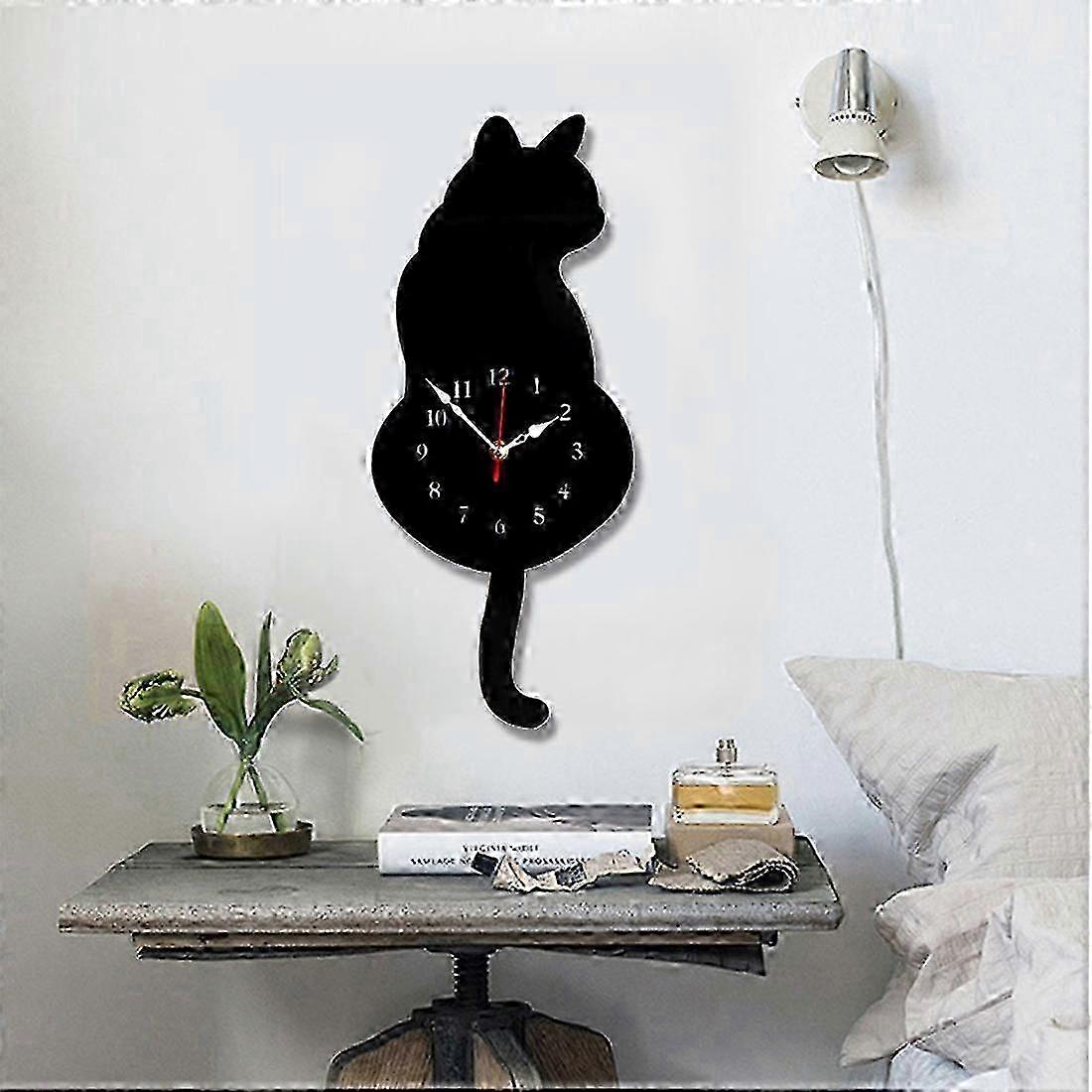 CC001 Acrylic Wagging Tail Cat Wall Clock