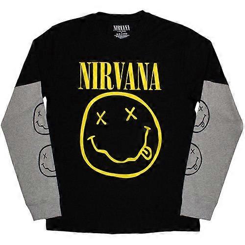 Nirvana Unisex Adult Happy Face Layered Long-Sleeved T-Shirt