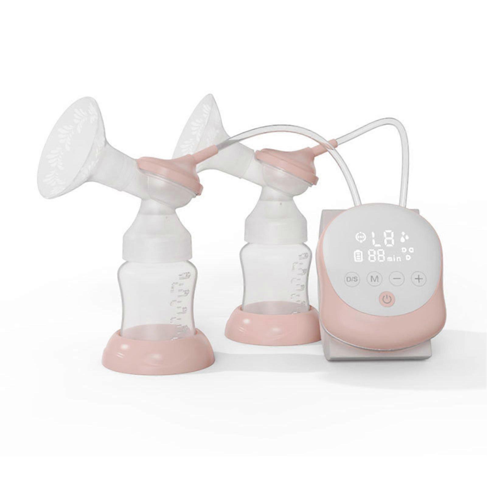 Double Electric Breast Pump Hands Breast Pump for Breastfeeding 2 Modes& Adjustable Levels Low Noise Anti-Backflow Built-in Battery with 2pcs 150ml Mi