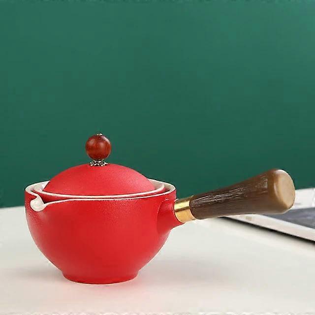 Chinese Gongfu Tea Set Portable Teapot 360 Rotation Tea Maker SemiAutomatic Teaware Wooden Handle Pot Infuser Tea Ceremony Set