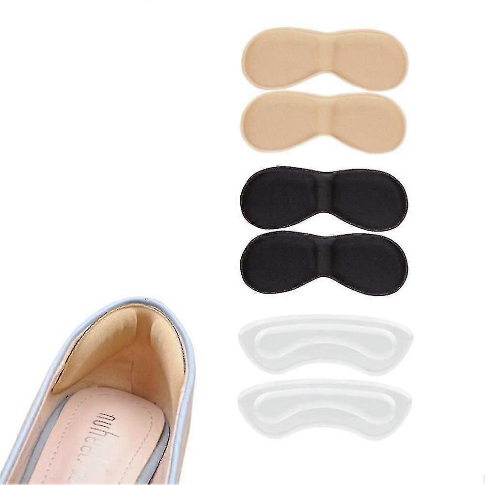 3 Pairs Of Soft And Comfortable Self-adhesive Heel Pad Protectors (clear, Black, Beige)
