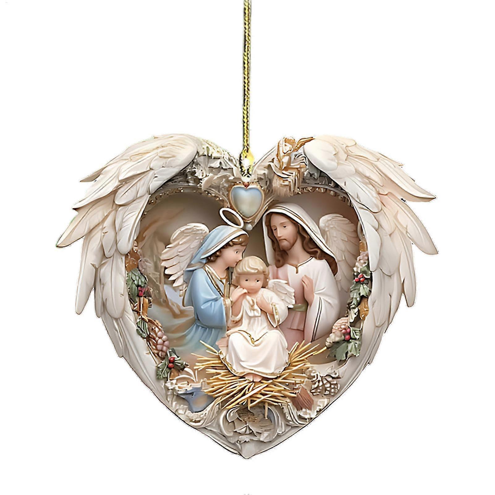 Nativity Scene Ornaments for Kids  2D Acrylic Nativity Scene Pendant  Nativity Scene Christmas Decorations Christian Ornament for Christmas Tree