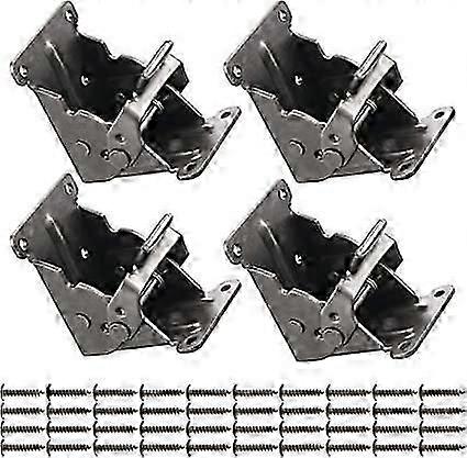 4PCS Table Bed Leg Folding Brackets with Screws, Foldable Hinge Hardware, Self-Lock Extension Shelf Bracket