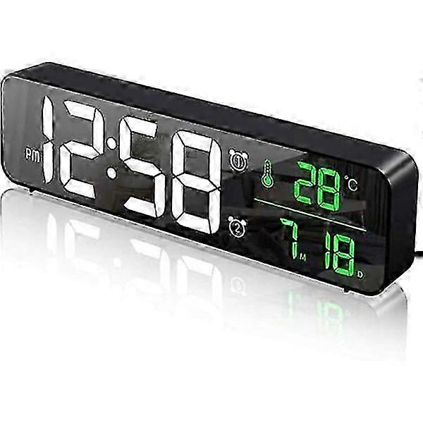 Digital alarm clock, wall clock morning alarm clock LED digital mirror large