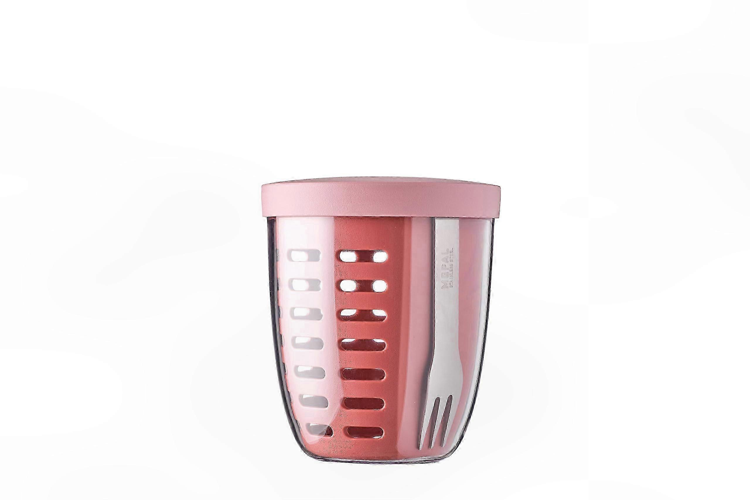 Ellipse Shaped Fruit and Vegetable Pot with Fork Strainer, 600ml Capacity, Vibrant Purple Container for Kitchen Use