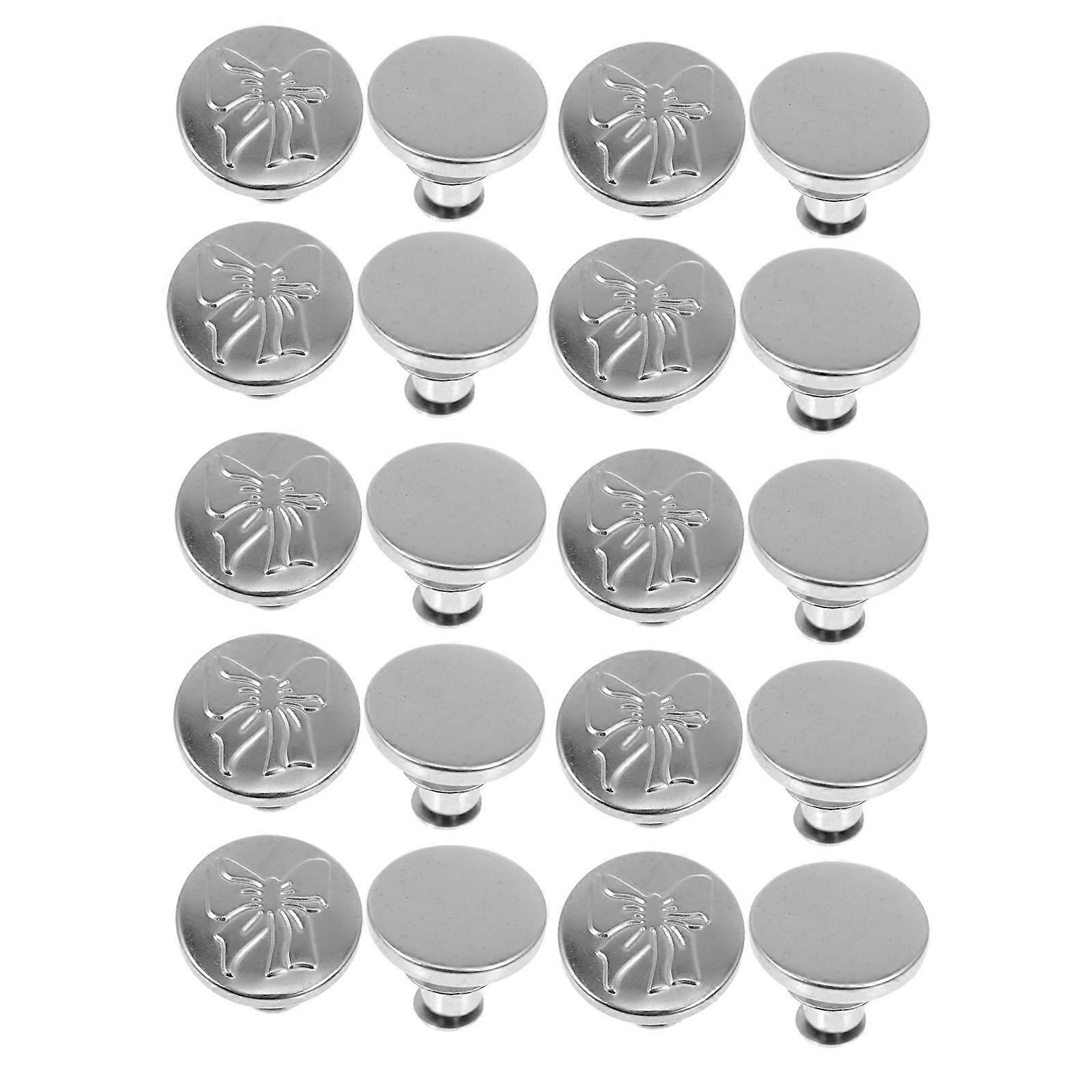 Jeans Button Extender Alloy Replacement for Clothing Attachment Silver Material 10 Sets
