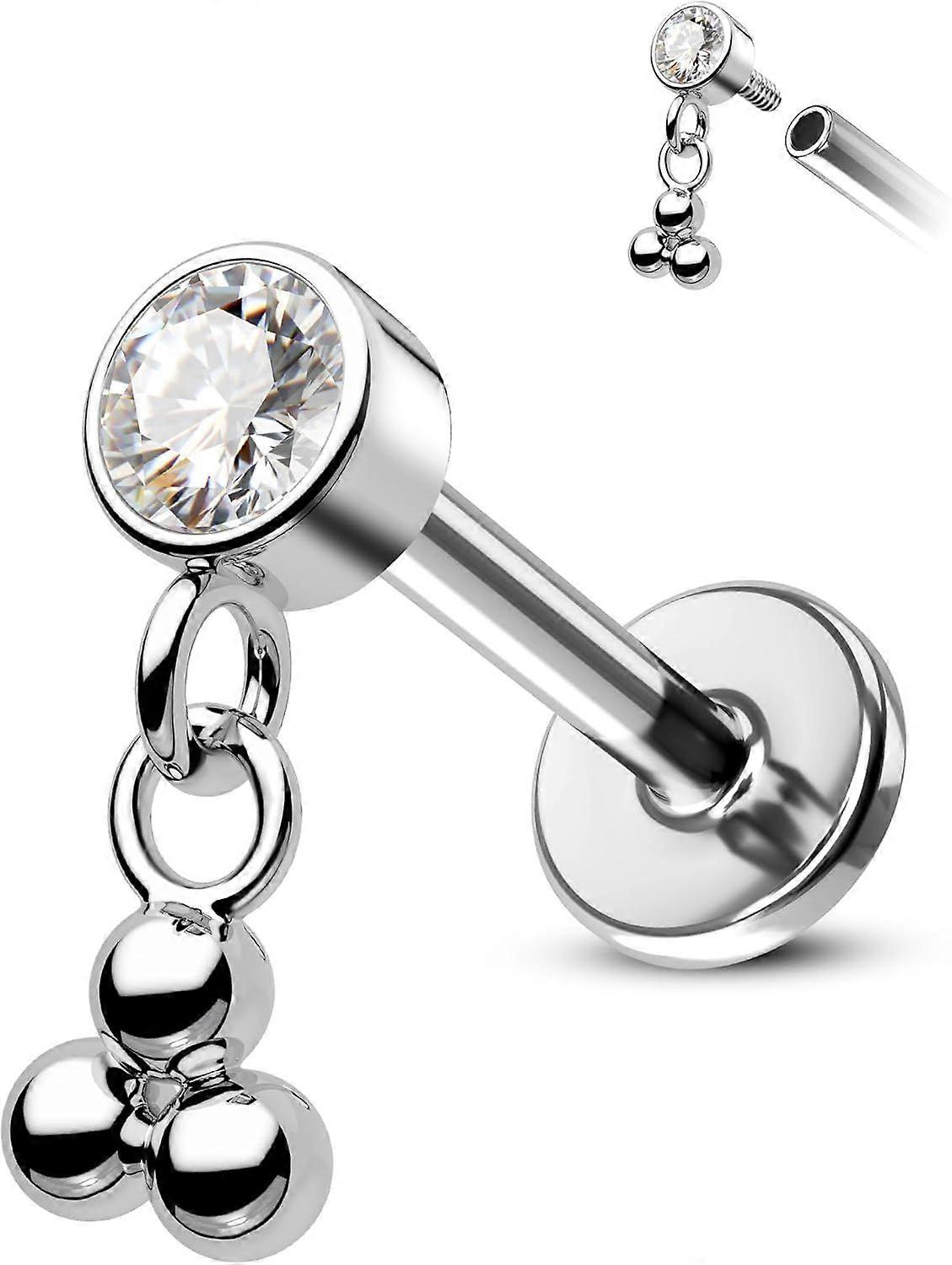 G23 Titanium Dangle Helix Tragus Earring Stud 16g Flat Back Helix Cartilage