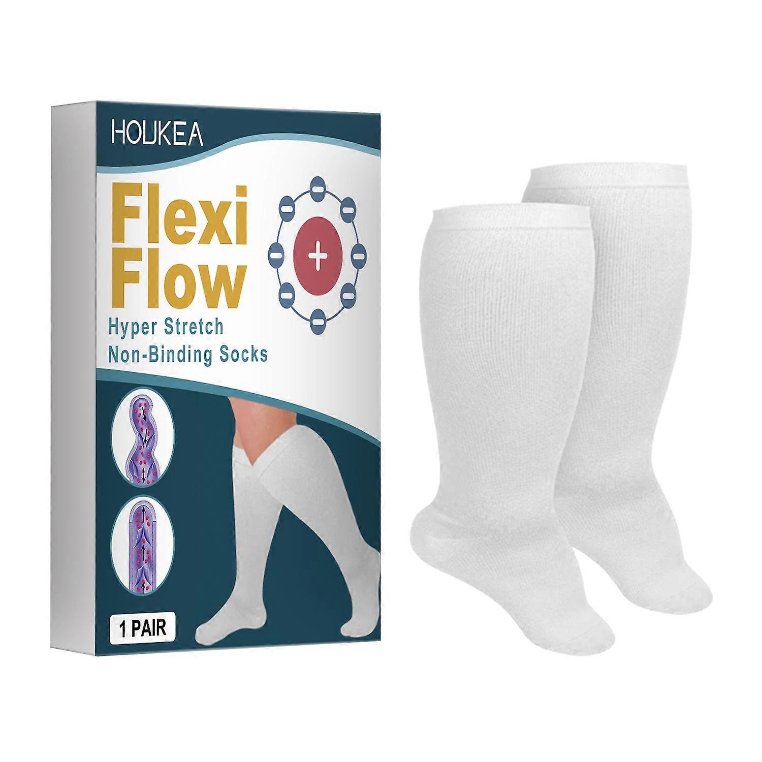 1-6x HOUKEA HKB05-A017-1-WH1 1 Pair Super Elastic Breathable Socks Relieve Leg Swelling Varicose Vei