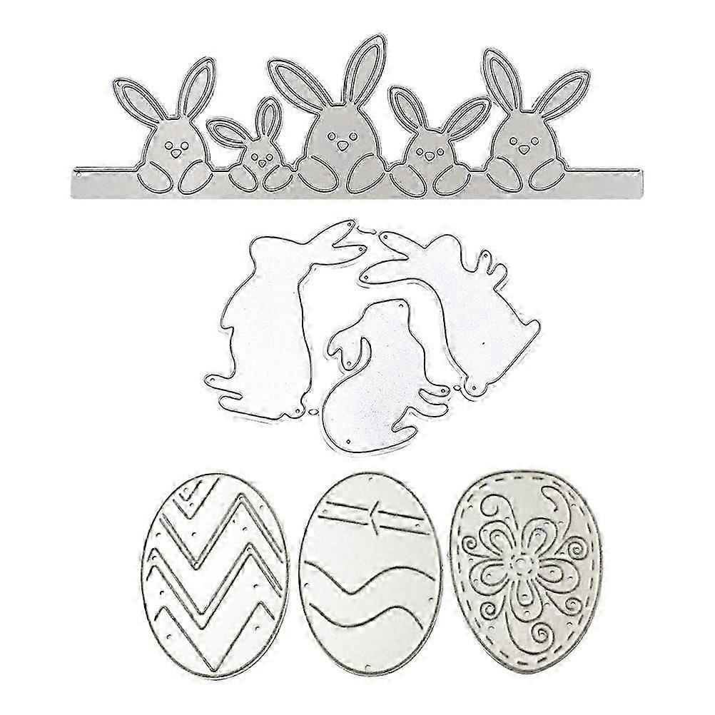 3pcs Decorative Paper Art Easter Stencils Rabbit and Easter Egg Cutting Dies