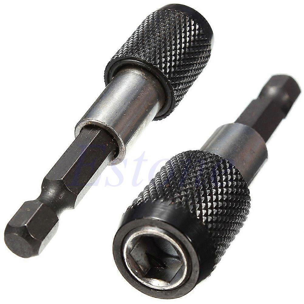 1/4 Inch Magnetic Screwdriver Bit Holder with 60mm Shank, Knurled Telescopic Long Extension Rod for Power Tools