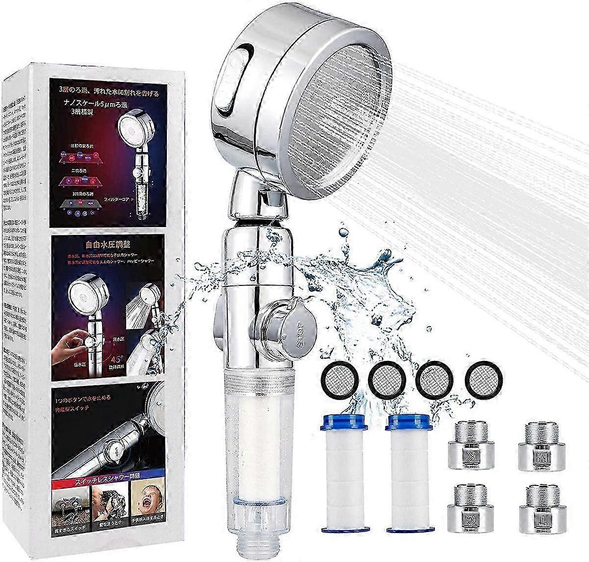 Premium Shower Head Adjustable Supercharged Water-saving Three-gear...