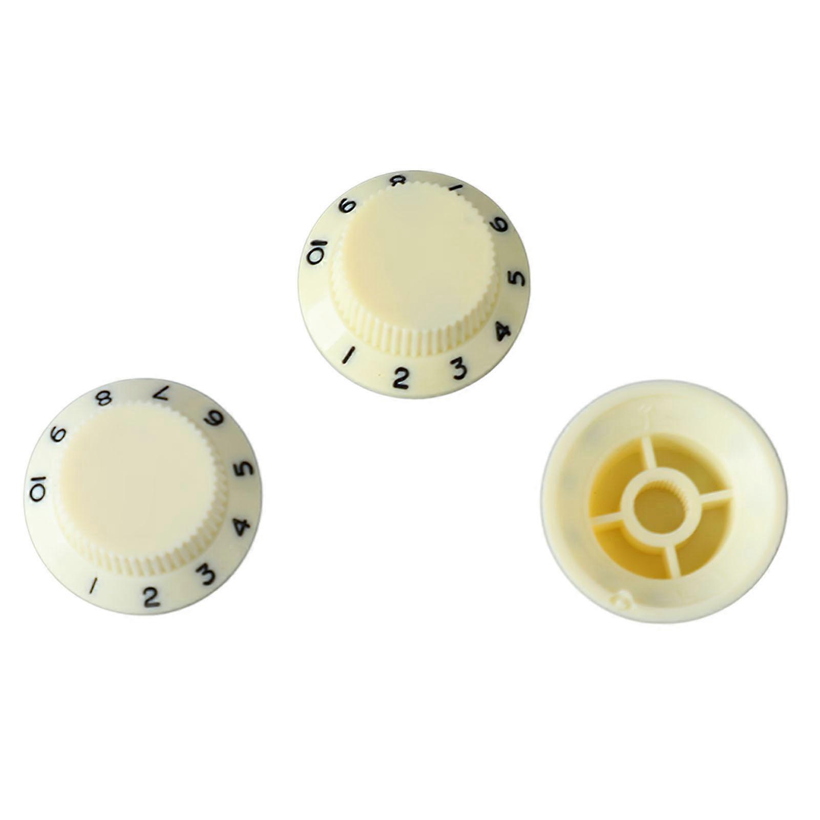 3PCS Ivory Rotary Potentiometer Knobs with Black Lettering for Guitar