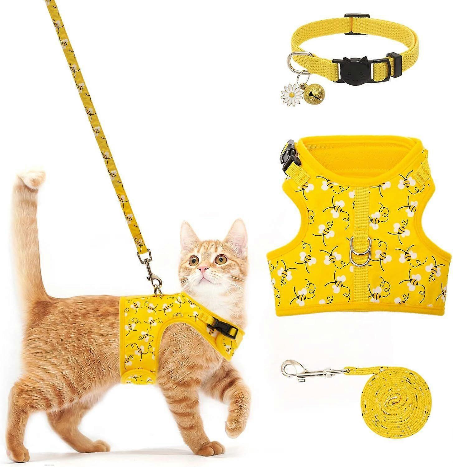 Cat harness escape-proof and 3m retractable leash, adjustable