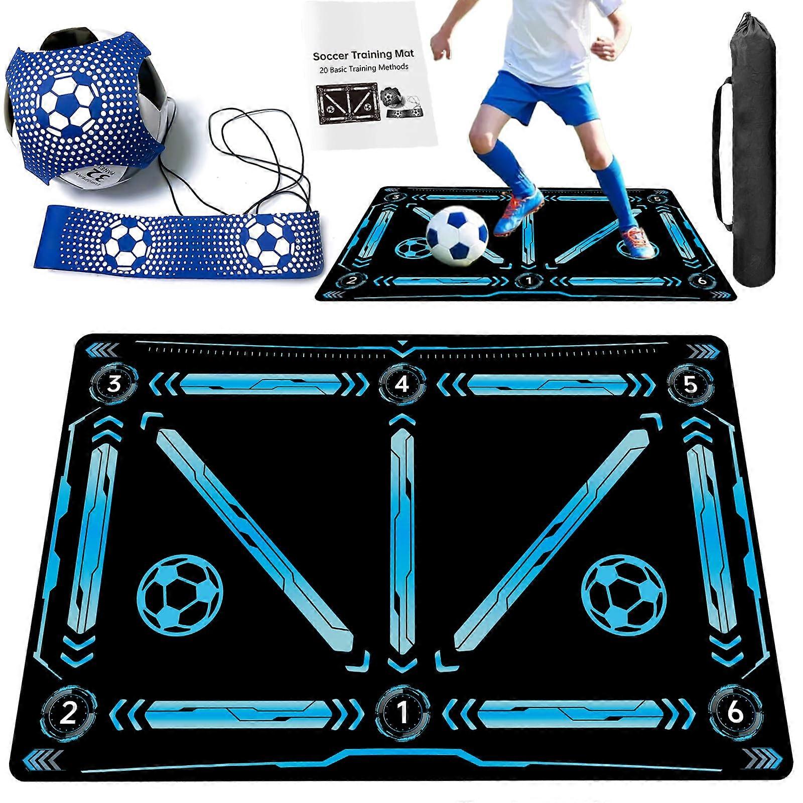 Soccer Training Mat For Footwork, Strength, Agility And Coordination, AntiSlip Silent Absorption, 35.4 X 23.6 Cm