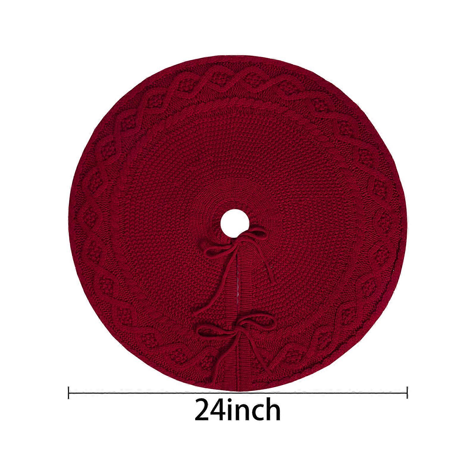 24 Inch Diameter Red Knitted Christmas Tree Skirt ML-M334B Gift for Holidays