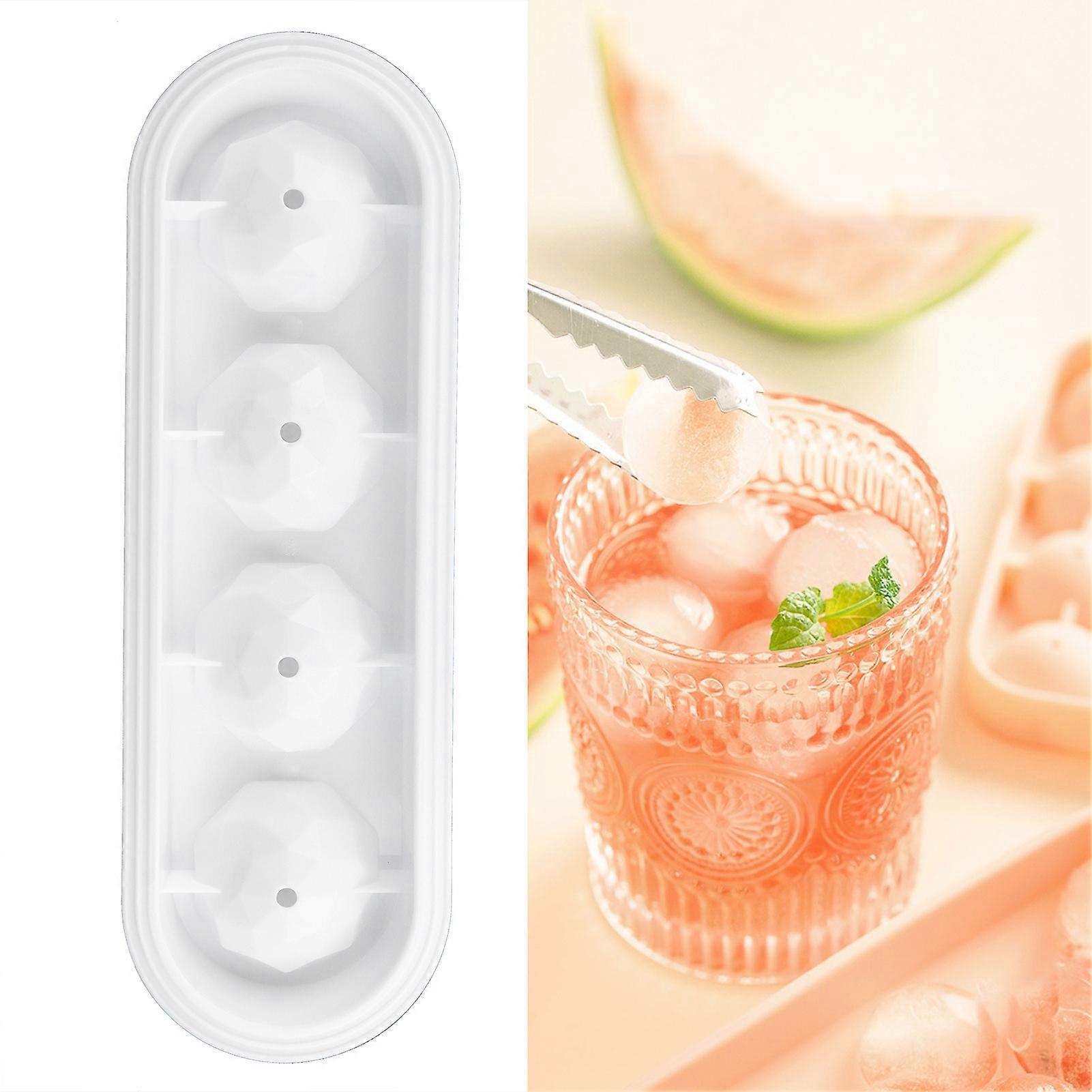 2Pcs White 4-Grid ABS Ice Cube Mold Tray for Whiskey Bar Use