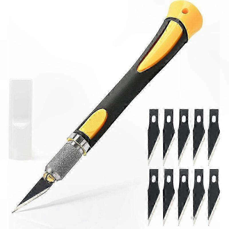 Precision Hobby Knife with 10 Rust-Resistant Blades for DIY Crafting, Art Cutting, Sculpting, and Carving Projects