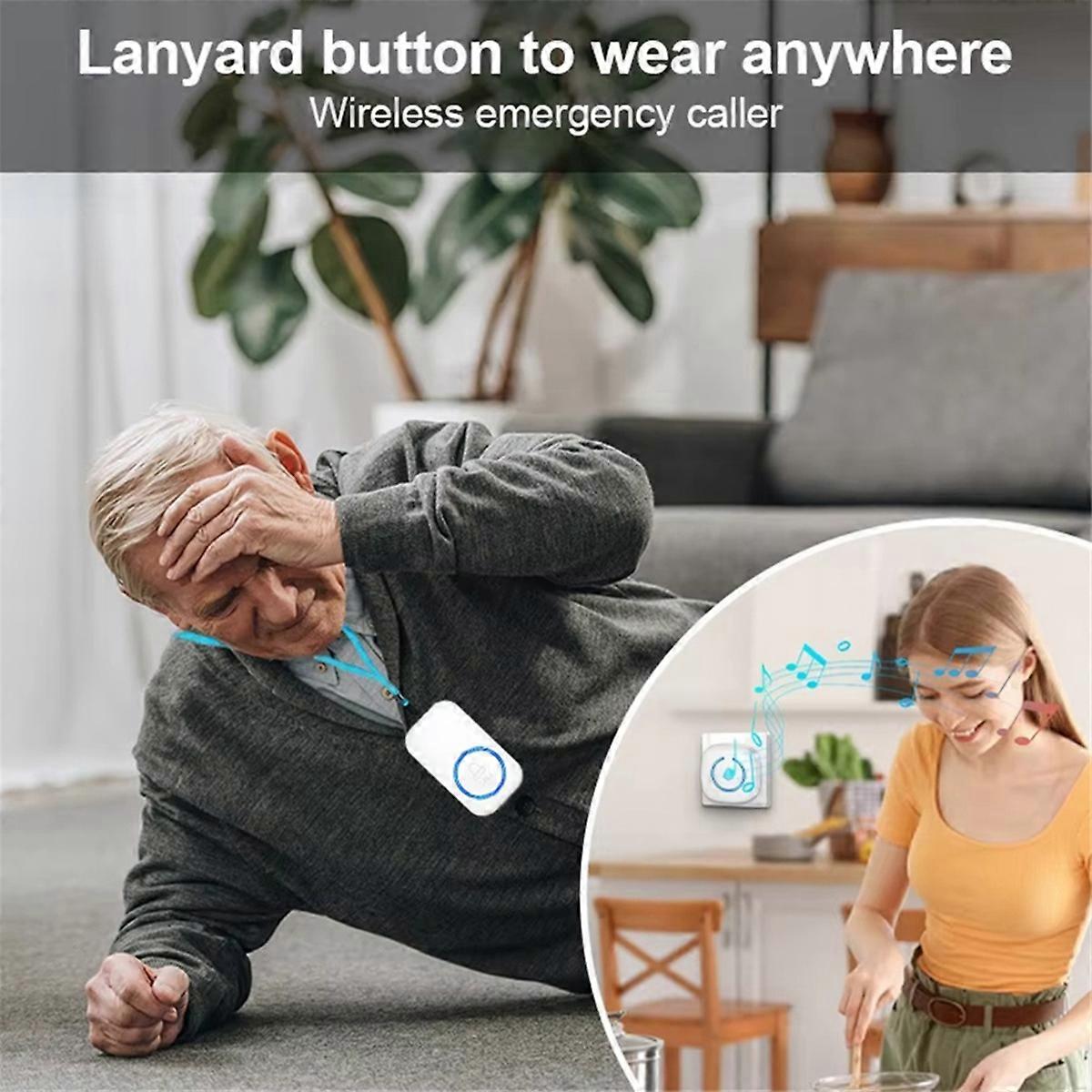 Wireless Lanyard Button Call Pager Emergency SOS Pager Emergency Call Button for Kids Elderly Call