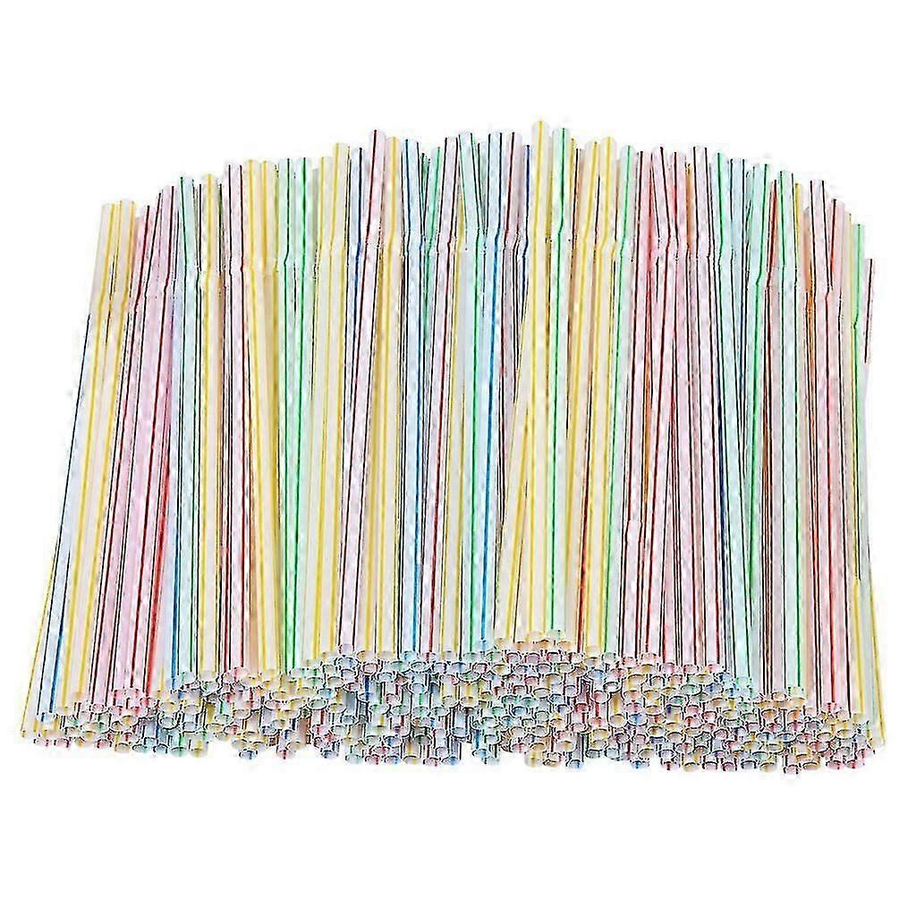 300pcs πλαστικά καλαμάκια 8 ίντσες μακρύ πολύχρωμο ριγέ εύκαμπτο