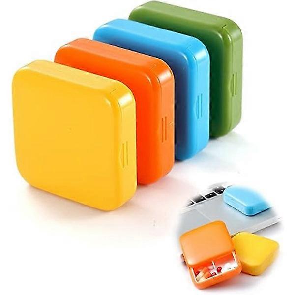 Set of 4 small medicine storage boxes with 2 compartments, portable