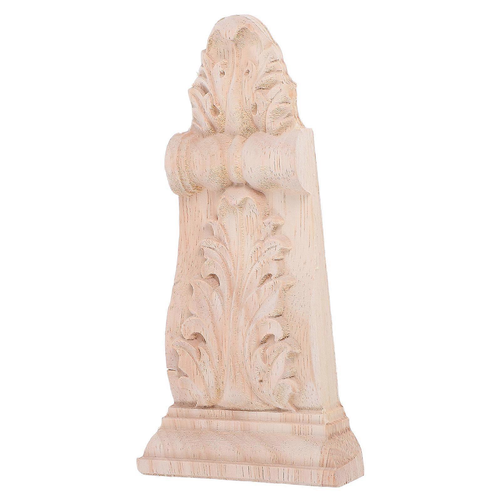 Solid Wood Carving Antique Flower Board Decorative Column for Home 2Pcs