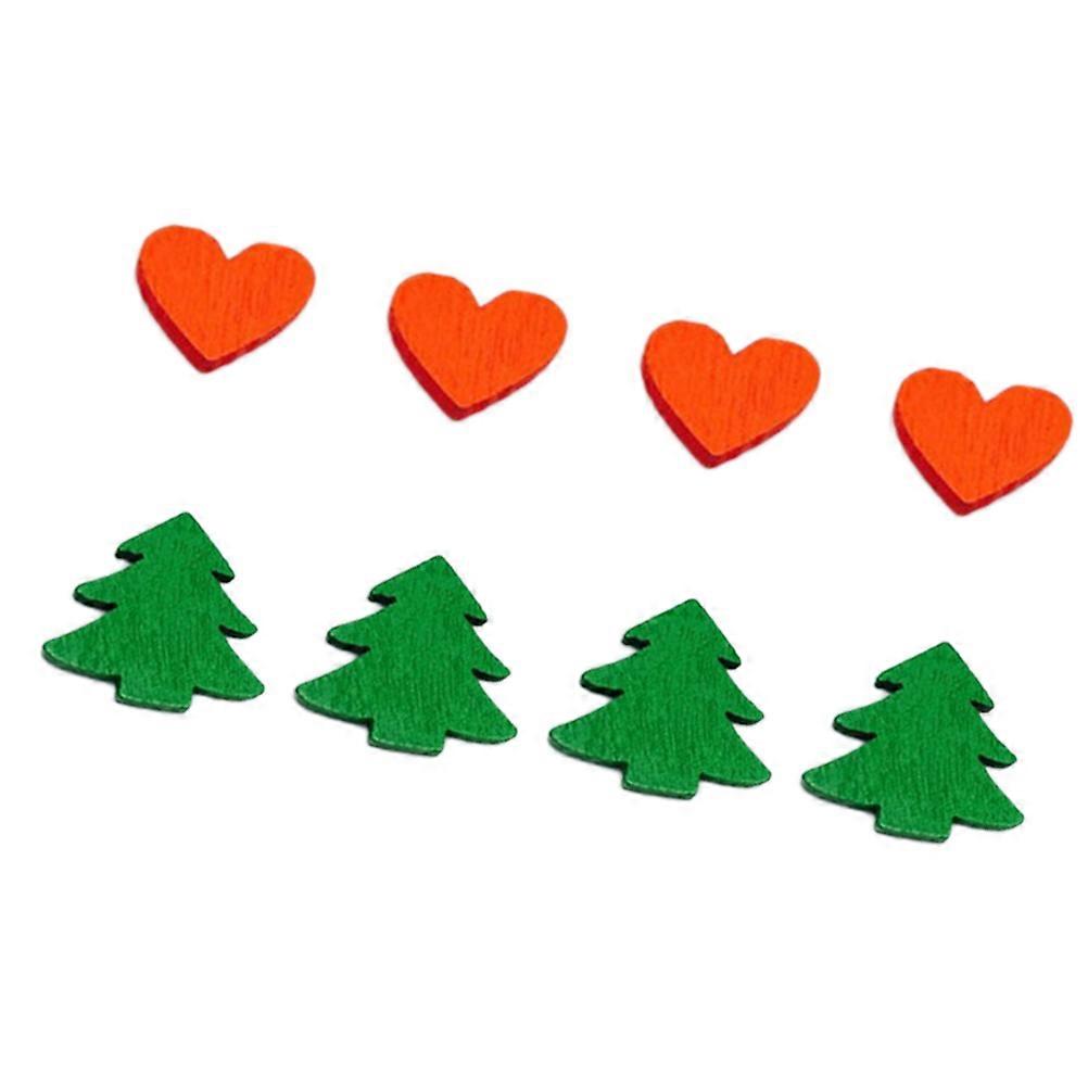 Christmas Wooden Ornaments Heart and Tree Set for Decoration 100Pcs Pack