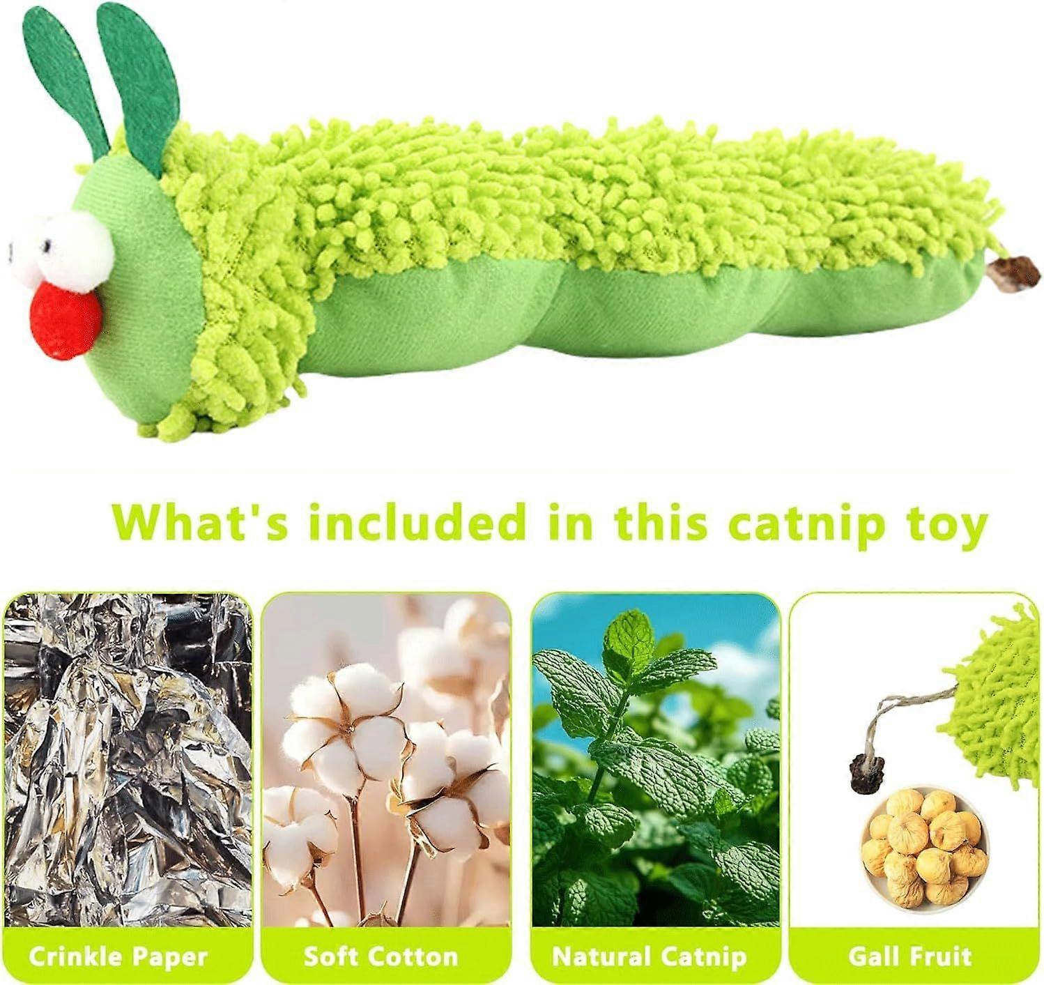 Cat Catnip Toy for Indoor Cats, Cat Chew Toy for Teeth Cleaning, Bite-Resistant Plush Caterpillar Design, Dental Health Benefits