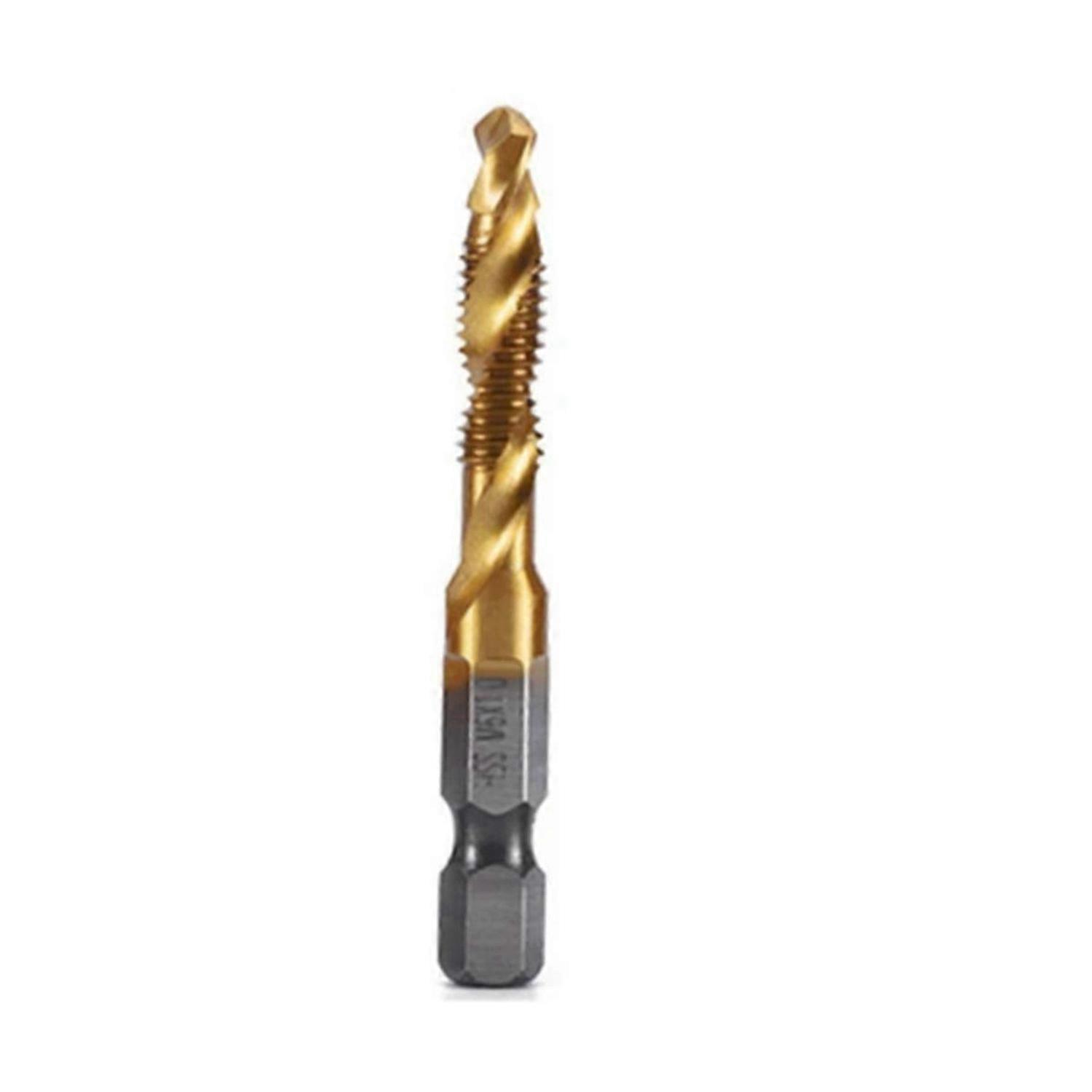 M6x1mm Hex Shank Titanium Plated HSS Screw Thread Metric Tap Drill Bits Screw Machine Compound Tap O