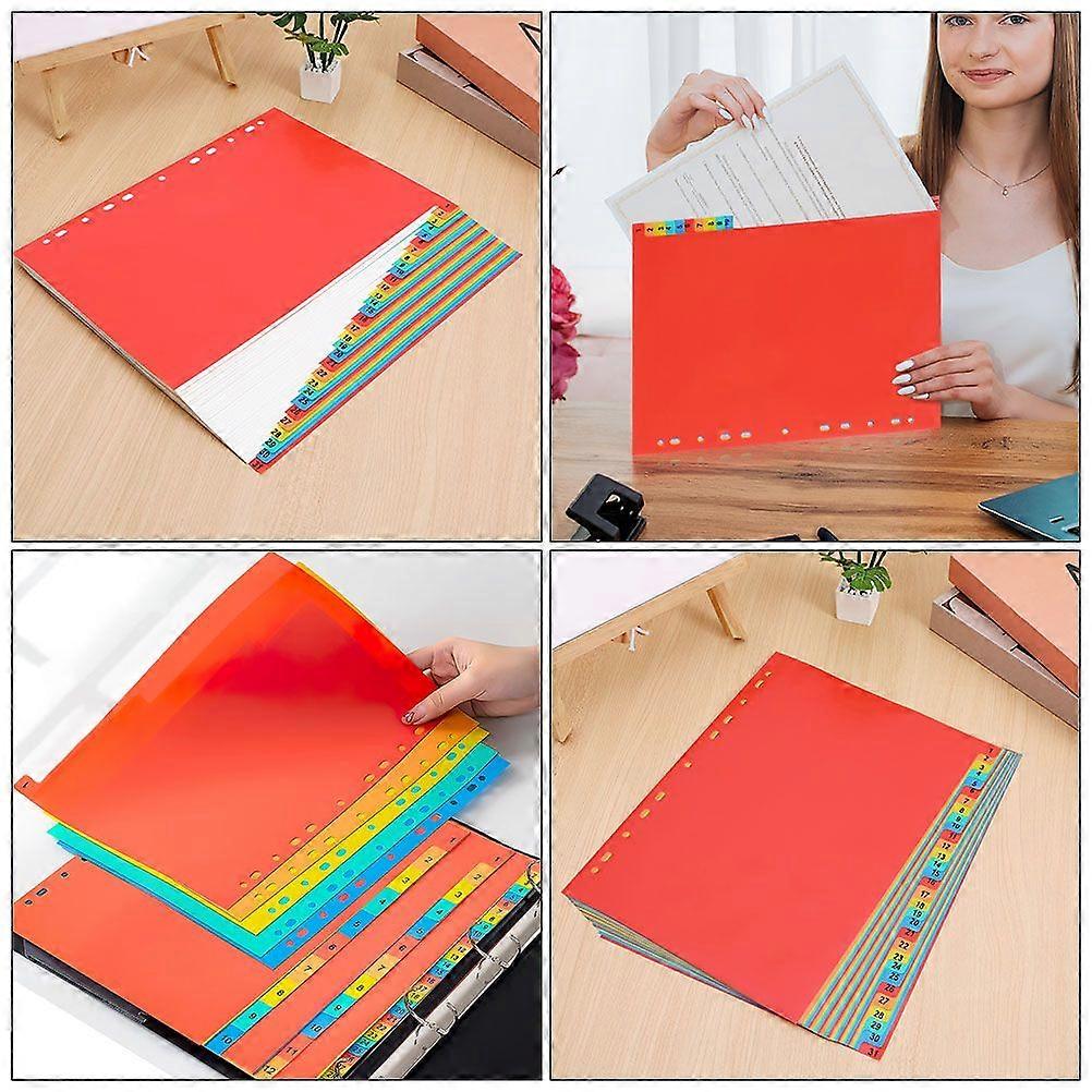 2 Sets Plastic Binder Dividers with 1-31 Number Tabs Insertable Page Separator Sheets Index File Dividers for Planner Journal Notebook