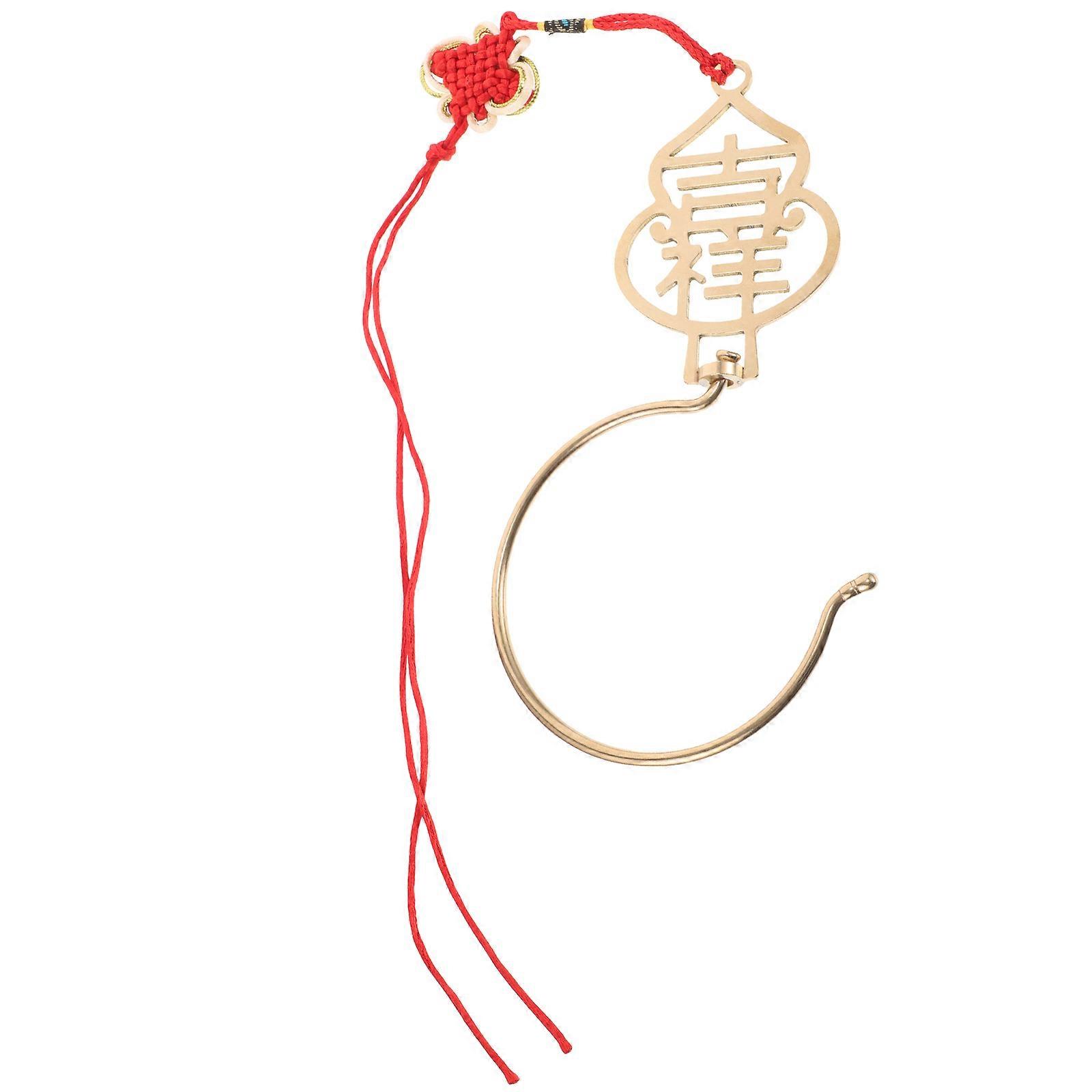 Metal Drapery Hooks Chinese Style Multi-Function Bed Net Hooks Home Use Golden 20.00X10.50X1.20CM Cotton Rope Curtain Hanging 1Pcs