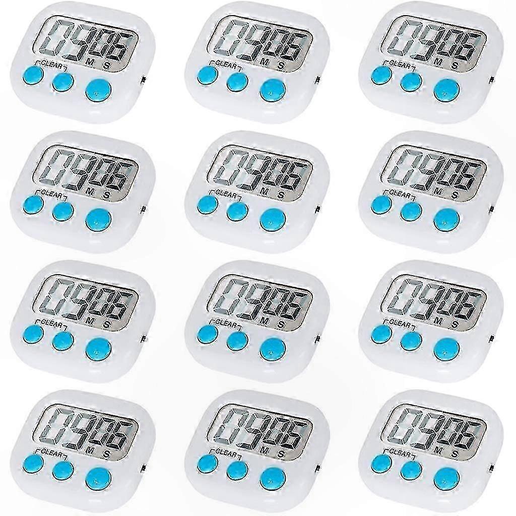 12-Pack Digital Kitchen Timers with On/Off Switch, Loud Alarm for Cooking