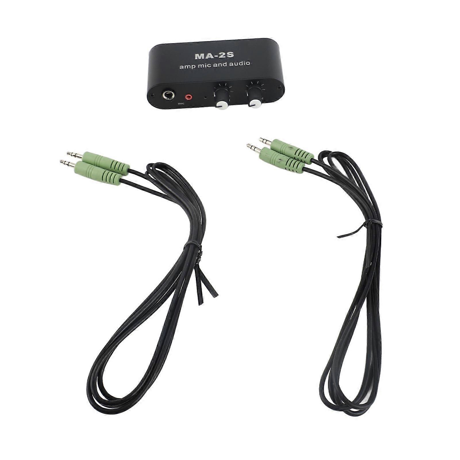 Small Stereo Audio Preamplifier 3 Output Ports Aluminum ABS Headphone Amplifier for Loudspeaker