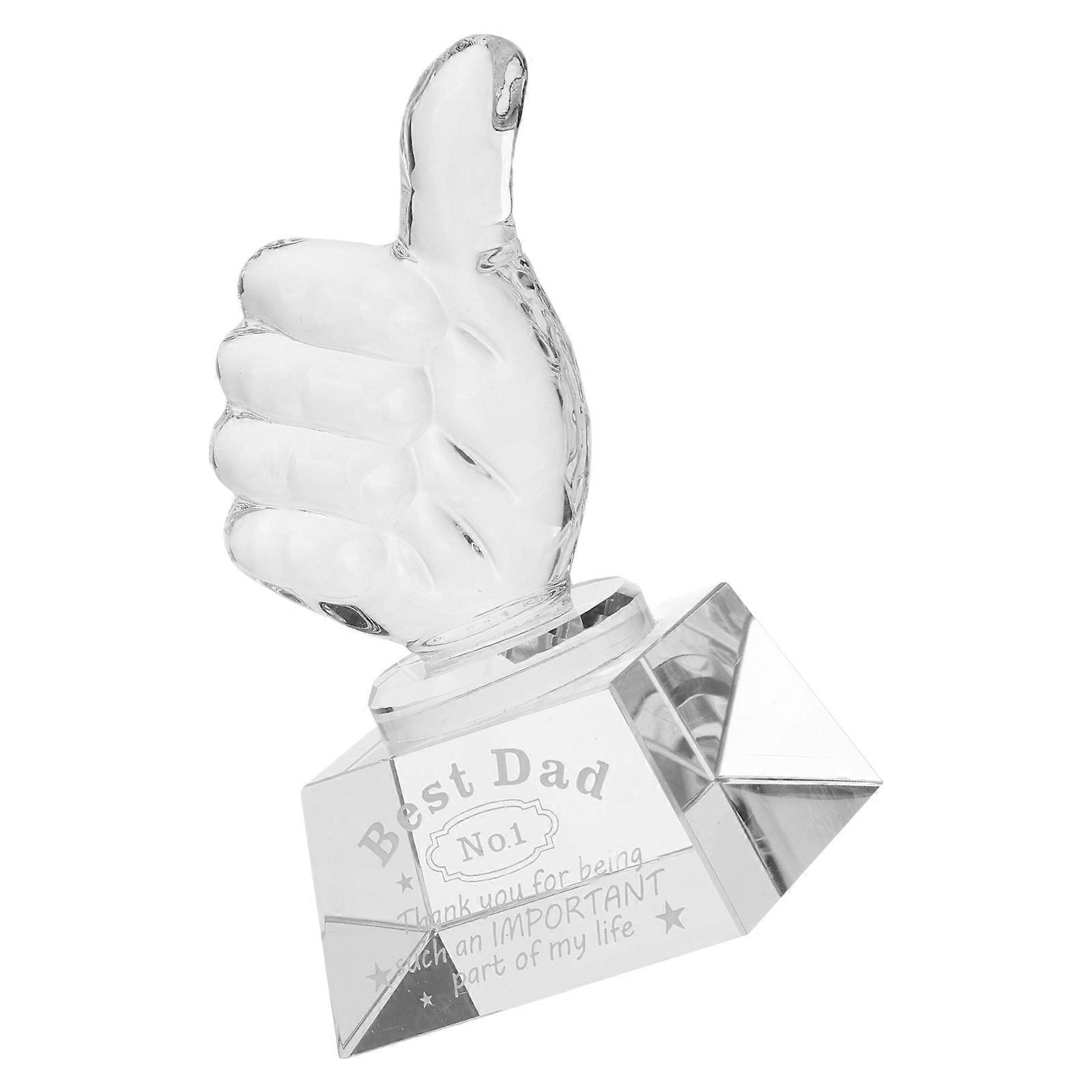 Hand Gesture Trophy Crystal for Decoration 3Pcs Transparent Thumb Trophy