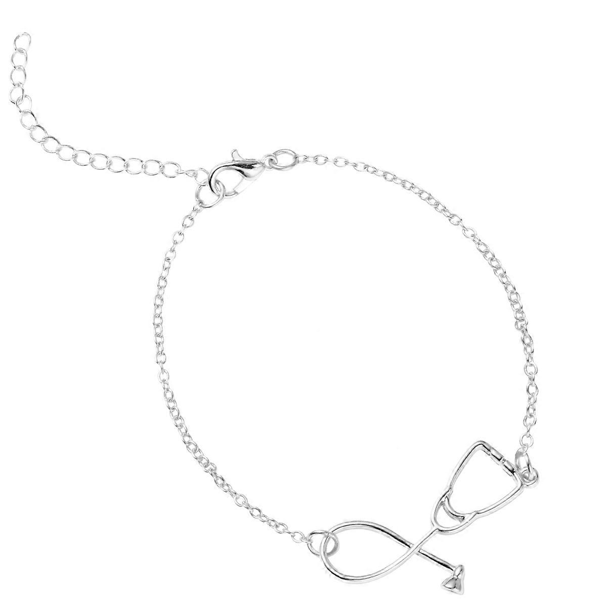 Silver Wrist Chain Stethoscope Gift Bracelet for Decoration 2Pcs Pack