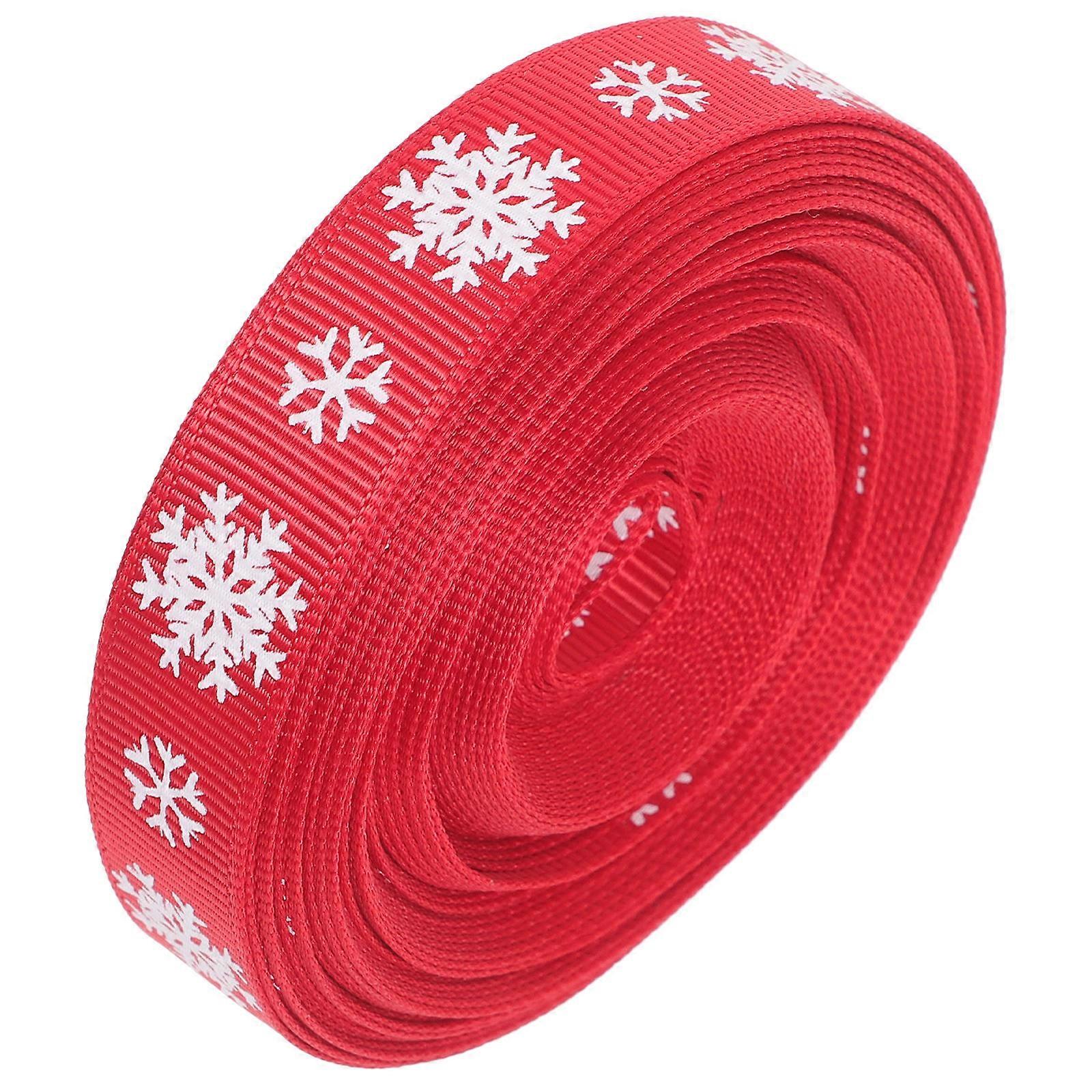 Gift Wrapping Christmas Ribbon Snowflake Design 2 Rolls Red Polyester